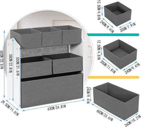 Boekenkast Kind - Speelgoedkast - Boekenrek - Opbergkast Kinderen - Kinderkamer - Speelgoed - 92x68x30 Cm - Hout - Grijs
