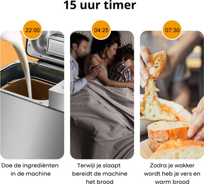 Bread Machine - Bread Baking Machine - Bread Maker Machine - Bread Maker - Food Processor - Automatic Bread Maker - 650W - Silver - 1000g