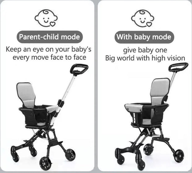 Kinderwagen - Wandelwagen - Opvouwbare Kinderwagen - Stevige wandelwagen - Inclusief Zonwering en Kussen