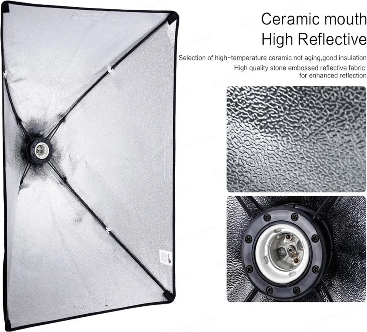 Photo Studio Softbox Lighting Kit with Background Frame - Backdrop System - Studio Photography - Includes 3 Backdrops, Tripod, Reflector Board and 4 Umbrellas - Complete Set