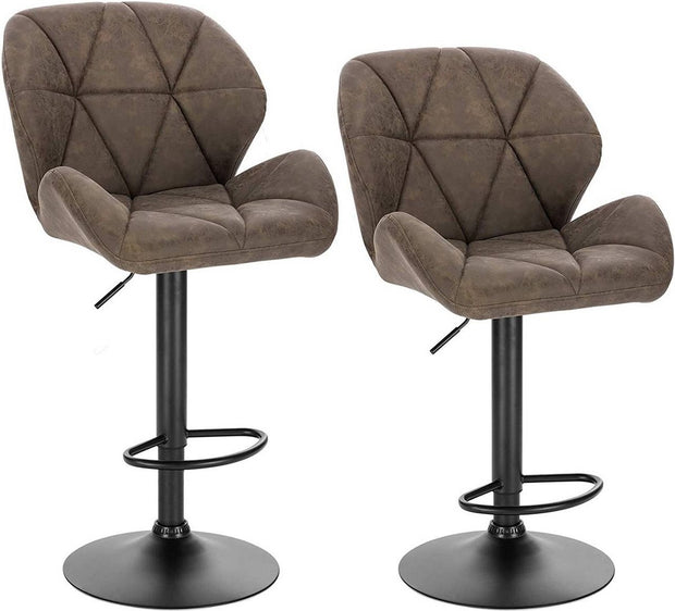 Barkruk Comfy Bruin - Met rugleuning - Stevig- Kunstleer - Set van 1 - Keuken - Barstoelen ergonomisch - Verstelbaar in hoogte - Zithoogte 60-82cm