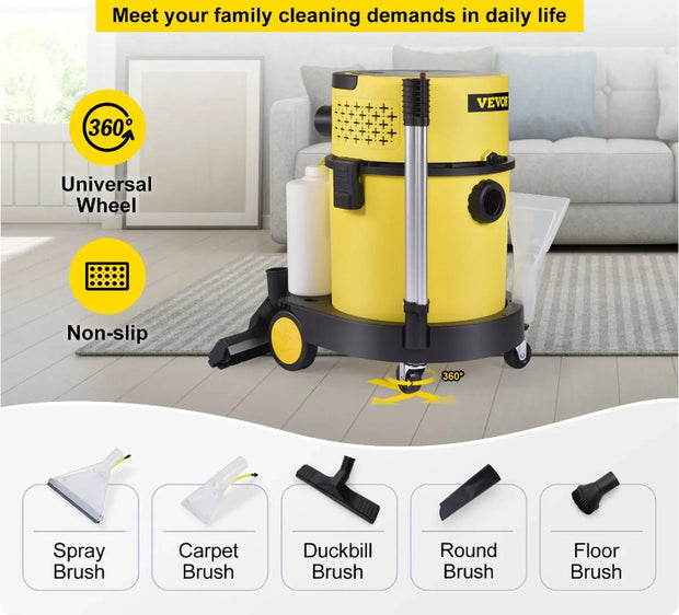 Carpet Cleaners - Shampoo Machine - Wet and Dry - Suck Blow and Spray Function - Stain Cleaner - Sofa Cleaner - Cleaning Machine - 220V - 1200W - 20 Liter