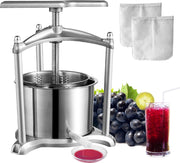 6L Fruitpers - Mechanische RVS Pers Geschikt - Je Kunt er Fruitwijnen - Kaas - Fruitpuree - Olijfolie en Zelfs Kruiden van Maken -  30 x 32 x 43 cm