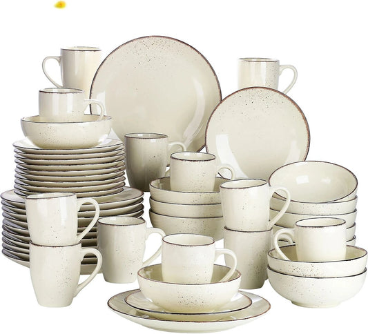Luxe Serviesset – 32 Delig – 8 Persoons – Keramiek - Bordenset – Dinnerplaten – Dessertborden - Kommen - Mokken - Schaaltjes - Beige
