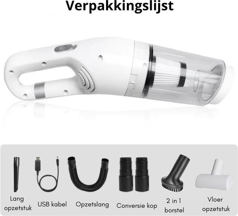 Kruimeldief - Best Verkocht - Handstofzuiger - Kruimeldief Snoerloos - Auto Stofzuiger - Oplaadbaar - Draadloze Stofvanger met Dubbele Functie - Auto, huis en Huisdierhaar - Wit