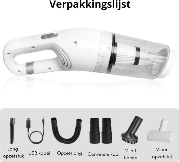 Kruimeldief - Best Verkocht - Handstofzuiger - Kruimeldief Snoerloos - Auto Stofzuiger - Oplaadbaar - Draadloze Stofvanger met Dubbele Functie - Auto, huis en Huisdierhaar - Wit