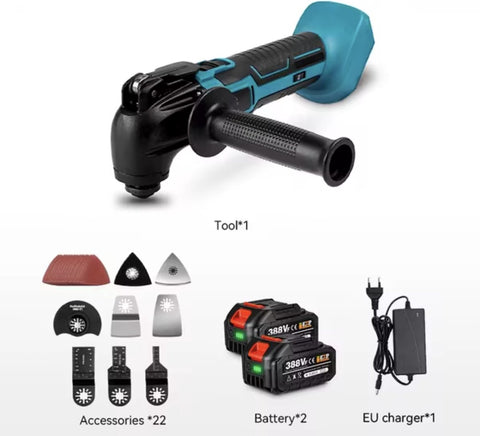 Multitool - Elektrische Multitool - Schuren - Zagen - Slijpen - Snijden - 6 Versnellingen - 2 Accu's