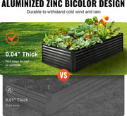 Verhoogd Bed Plantenbak - Groentebed - Bloembak - Kruidenbed - Gegalvaniseerd Metaal - Tuinbed voor Groenten - Fruit - Kruiden en Vetplanten - Donkergrijs