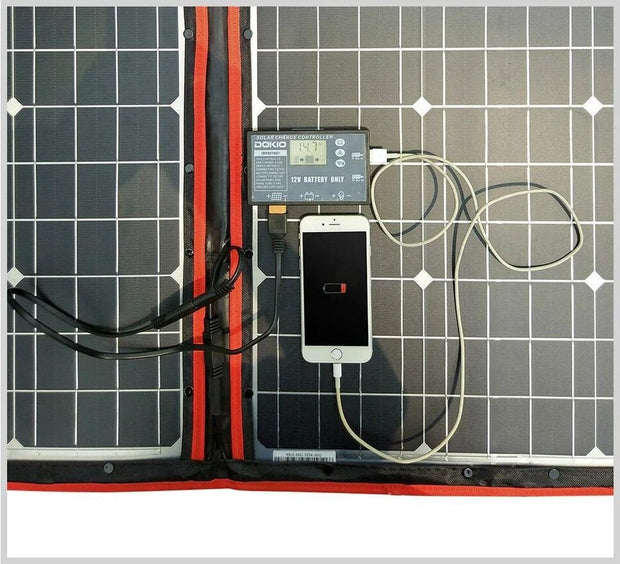 Complete 100W Foldable Solar Panel Set - Monocrystalline Solar Panel - 12V - Daylight Panel - Camper Solar Panel - With Inverter