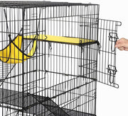 4-niveaus huisdierenkooi met wieltjes - grote kooi- hoogte 123 cm - 2 deuren - Zwart