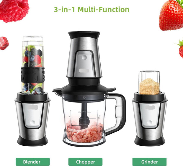 Multifunctionele Keukenmachine 3-In-1 - 700W - 1.2 liter - Makkelijk Schoon Te Maken - Compact - Juicer - Maler - Blender - Hakmolen - Smoothie - Mixer