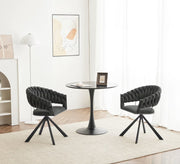 Luxe eetkamerstoel set van 2 - Draaibare eetstoel - Fluweel eetkamerstoel - Eettafel stoel - Velvet - Stoel - Gevlochten - Set - Grijs