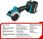 Elektrische Haakse Slijper - Draadloze Cirkelzagen - Snijmachine - Power Tool Haakse Slijper - Stofschild - 5 Slijpschijven - 2 Zaagbladen - Inbussleutel - Led Licht - 2 Accu's - Accu Lader - Handleiding - Lichtgewicht - 18V - 76MM