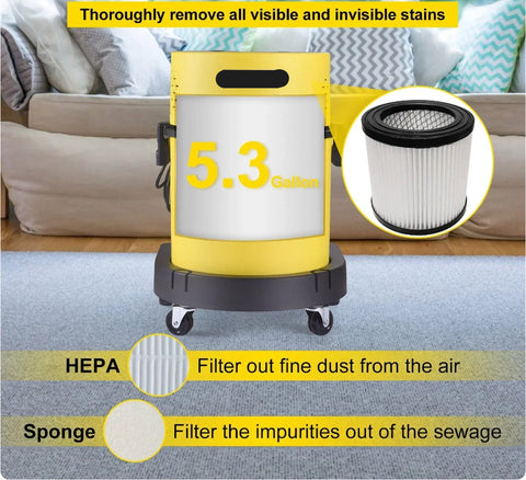 Carpet Cleaners - Shampoo Machine - Wet and Dry - Suck Blow and Spray Function - Stain Cleaner - Sofa Cleaner - Cleaning Machine - 220V - 1200W - 20 Liter