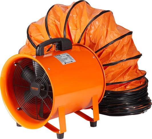Bouwventilatoren - 145W AC - Axiaalventilator Met 10 M Slang - Bouwventilator Blower - 481 L/S - IndustriëLe Ventilator - Voor Magazijnen - Bouwplaatsen - Fabrieken - Kelders, Keukens