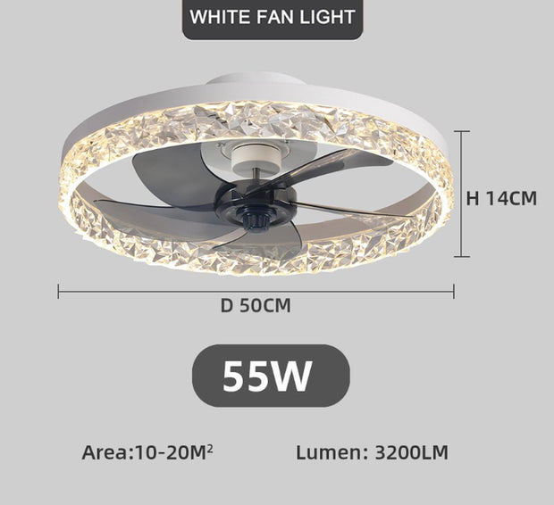 Ventilator Lamp - Plafondventilator Wit - Smart Lamp - Met Dimmer - 6 Standen Ventilator - Keuken Lamp - Woonkamerlamp - Moderne lamp