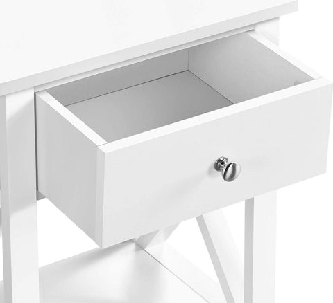 Nachtkastjes set - 1 lade - open opbergvak - X-vormige steunpoten - moderne houten bijzettafel - slaapkamer/woonkamer - 40 × 30 × 55 cm