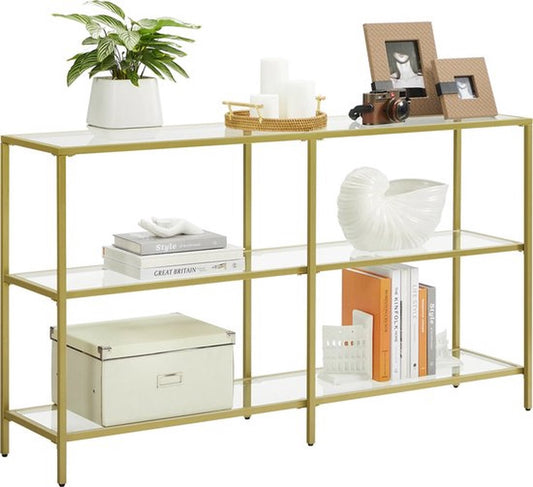 Dressoir - Wit - Goud - Ronde Salontafel - Bijzettafels - Bijzettafeltjes Woonkamer -Dressoirs - Dressoir Wit