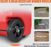 Draagbare Brandstofcontainer - 16 Gallon - 6 Inch Rubberen Wielen - Metaaldraadslang - Anti-lekkage Kogelkraan - Geschikt voor Benzine - Diesel - Smeerolie - Ideaal voor Vrachtwagens - Motorfietsen - Grasmaaiers