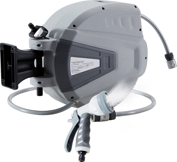 Tuinslanghaspel - Tuinslang - Waterslangslang met Snelkoppeling - 20 m - Grijs