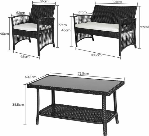 Tuinset - Inclusief Tweezitsbank en Enkele Stoelen - Comfortabele Kussens - Flexibele Opstelling - Grijs