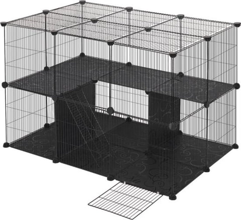 Dierenren - Kattenren - Hondenren Buiten - Konijnenhok voor Binnen - Konijnenren - Kippenren - Ren - 105x70x70 cm - Zwart