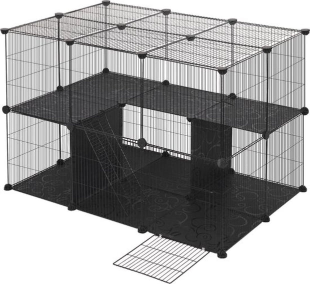 Dierenren - Kattenren - Hondenren Buiten - Konijnenhok voor Binnen - Konijnenren - Kippenren - Ren - 105x70x70 cm - Zwart