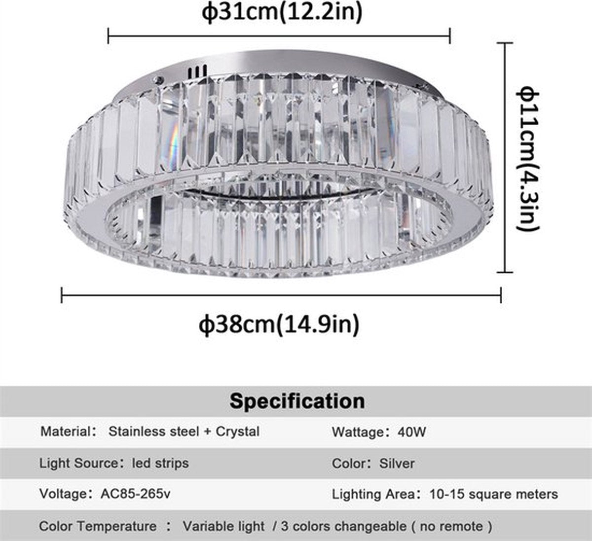 Kristallen Plafondlamp - Crystal LED Lamp - Woonkamerlamp - Moderne Lamp - LED Plafondlamp - Plafonniere