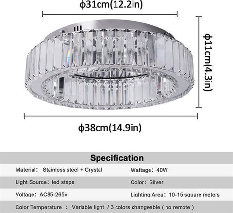 Kristallen Plafondlamp - Crystal LED Lamp - Woonkamerlamp - Moderne Lamp - LED Plafondlamp - Plafonniere