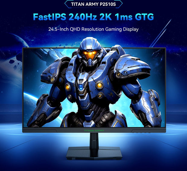 Gaming Monitor - 24.5” 2560*1440 QHD FAST IPS Display - 240Hz Refresh Rate - 1ms GTG - 95% DCI-P3 - HDR10 - Adaptive-Sync - Dynamic OD - Game Rush Mode - PIP &amp; PBP Display - Versatile Picture Modes - Low Blue Light - VESA Wall Mount