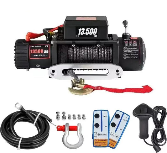 13500 LBS/6150 KG - 12 V Motor - Synthetische Sleepkabel - 27 M/92FT - Heftakel voor 4X4 Auto, Trailer, ATV, Truck, Off Road, Boot