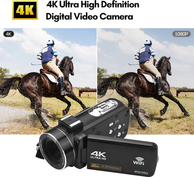 4K Ultra HD - Handycam Camcorder - 2 in 1 Set Met Externe Microfoon - 42 megapixels HD-digitale camera 18X digitale zoom 3,0 inch scherm met flits - Inclusief 2 Batterijen En Afstandsbediening