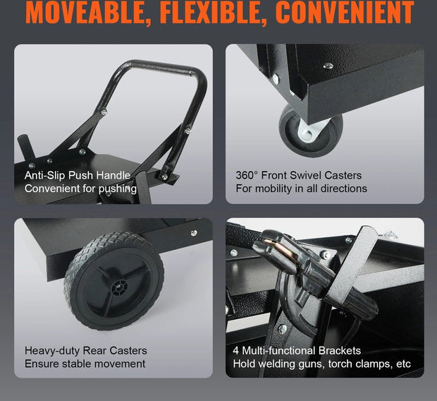 Laskar - Laswagen 3-Laags - Draaibare Wielen - Met Grote Opbergruimte - Met Anti Slip Handvat - Uitstekende Kwaliteit