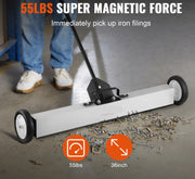 Magnetische VeegmachineMDG - Industriële Professionele Magneetbezem - Extra Sterk - 75cm breed - Bezem tbv metalen - Voor Binnen en Buiten