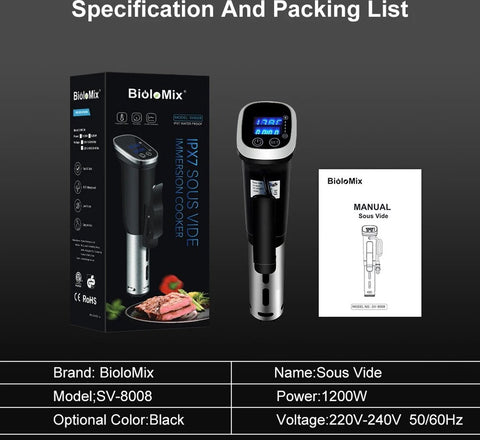 Sous Vide Stick - Sous Vide Cookers - Sous Vide - 1100W - Immersion Circulation Pump - Vacuum Slow Cooker - LCD Digital Precision Control