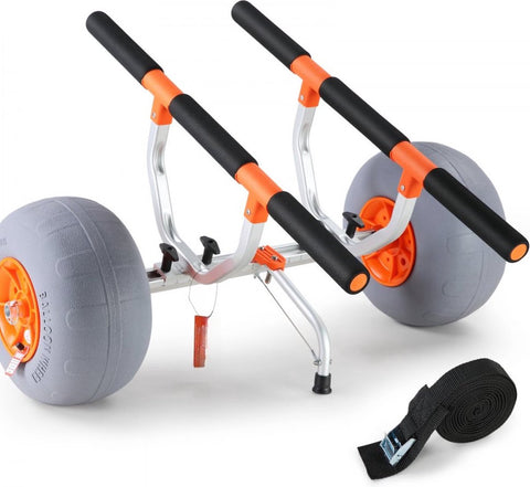 Kajaktrolley Kanotrolley van Aluminiumlegering 805x935x460mm tot 160kg Draagvermogen 30cm Rubberen wielen 170-440mm verstelbaar voor boottrolley kajak kanotransportwagen trolley surftrolley boottrailer