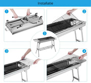 Bbq Houtskool – Houtskoolbarbecues - Opvouwbaar - RVS - 73 x 33 x 72 cm - Inclusief BBQ-gereedschap - Draagbaar