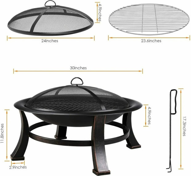 Vuurkorf - Grill - BBQ - Vonkscherm - Vuurpoker - Buiten