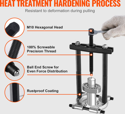 Lagertrekkerset - 45-Staal - 360x230x63mm - Roestwerende Coating die Slijtvast - Maximale Trekkracht van 5 ton - Onbeperkte Compatibiliteit - voor Meeste Voertuigen - Terreinvoertuigen en Lichte Vrachtwagens - Zwart