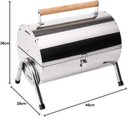 Inklapbare Mobiele Houtskoolgrill van Roestvrij Staal - Draagbare Houtskoolgrill voor Onderweg - 46 x 28 x 36 cm