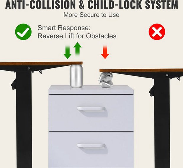 Bureau - Bruin - bureau Organizer - Elektrisch Bureau - Verstelbaar - Thuiskantoor - Studeren