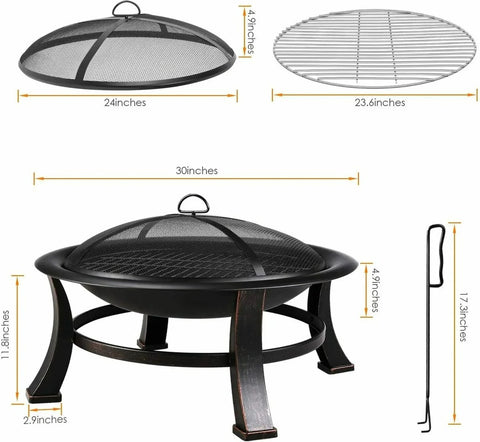 Vuurkorf - Grill - BBQ - Vonkscherm - Vuurpoker - Buiten