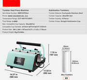 Tumbler Hittepers en -  Sublimatiemokken - RVS - Temperatuurbereik 0-250℃ - Met 8 Stuks - 20oz - Lege Mokken - Mokpers voor 11-30oz Tumblers - Met Warmteoverdrachtpapier - Handschoenen - 36,5 x 28 x 19,7 cm - Lichtgroen