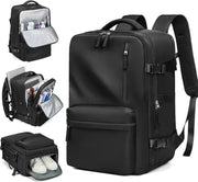 Vacuum Rugzak Handtas - Compressie - Met laptopvak - Met anti-diefstalslot - 57 tot 75 liter - 33 cm x 15 cm x 48 cm - Zwart