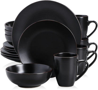Serviesset - Zwart - 36 Stuks - Porselein - Borden - Bordenset - Serviesset 6 Persoons - Borden Set