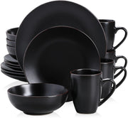 Serviesset - Zwart - 16 Stuks - Porselein - Borden - Bordenset - Serviesset 6 Persoons - Borden Set