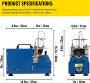 Elektrische luchtcompressorpomp - 1800 W - hogedrukluchtpomp - 4500 PSI - handmatige stop - luchtcompressor met waterkoeling - warmtedissipatie en LED-temperatuurweergave - voor scuba-tank, PCP-luchtgeweer