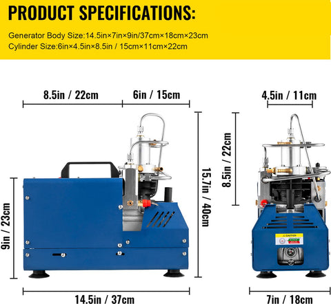 Elektrische luchtcompressorpomp - 1800 W - hogedrukluchtpomp - 4500 PSI - handmatige stop - luchtcompressor met waterkoeling - warmtedissipatie en LED-temperatuurweergave - voor scuba-tank, PCP-luchtgeweer