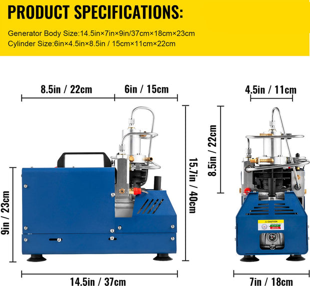 Elektrische luchtcompressorpomp - 1800 W - hogedrukluchtpomp - 4500 PSI - handmatige stop - luchtcompressor met waterkoeling - warmtedissipatie en LED-temperatuurweergave - voor scuba-tank, PCP-luchtgeweer