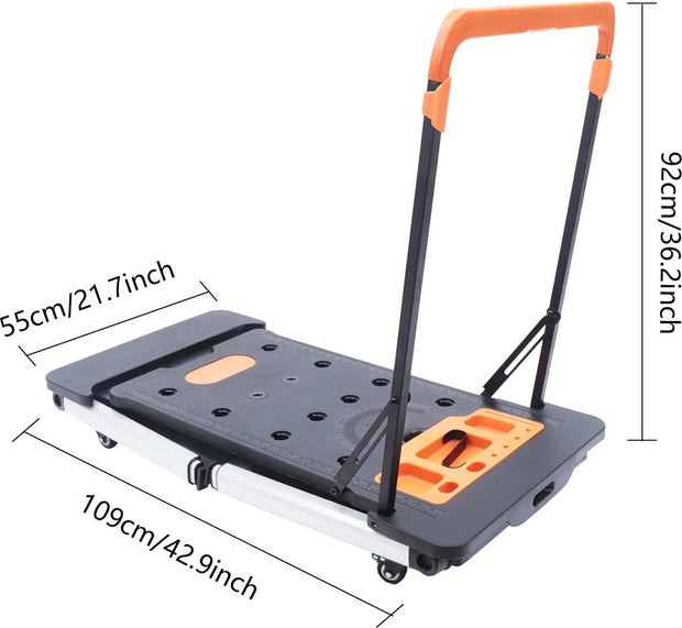 Multifunctionele Werkbank - 7-in-1 - Transport Trolley - Tot 250kg - 109x55 cm - Hoogte Verstelbaar - 4 Wielen - Opvouwbaar - Inklapbaar